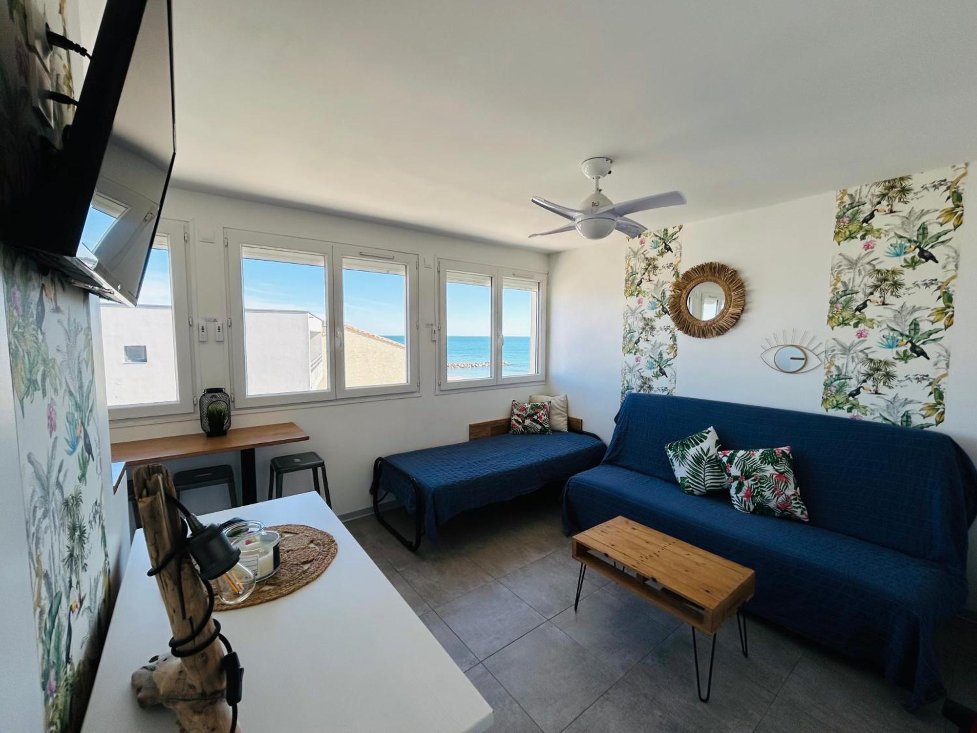 פאלאבה-לה-פלו Estudio 1Ere Ligne Vue Mer ,Place De Parking Privee Acces A La Plage De La Residence 3Eme Etage מראה חיצוני תמונה